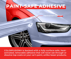 VViViD ColorFusion ice blue wrap application demo shows dry and wet options.