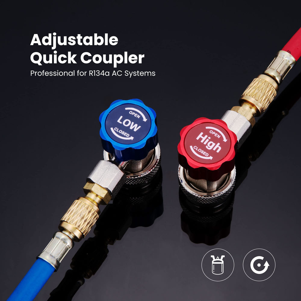 VIVOHOME AC R134a coupler red knob enables quick, secure high-pressure connection.