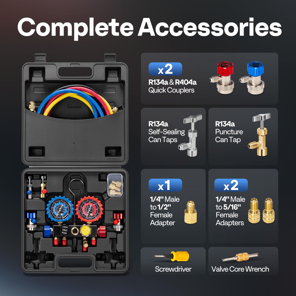 VIVOHME gauge set color-coded hoses aid quick identification during A/C service tasks
