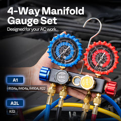 VIVOHOME manifold gauge set side view highlights durable construction and portability for workshops