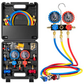 Vivohome HVAC manifold gauge set three-way front view for precise automotive diagnostics