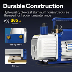 Durable aluminum housing with non slip base for stable, quiet performance