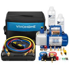 VIVOHOME vacuum pump dual-stage action for fast deep vacuum in A/C service.