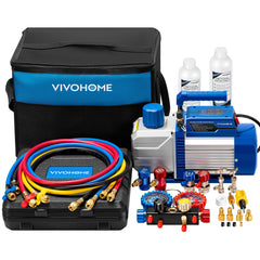 Vivohome vacuum pump front view for precise HVAC evacuations.