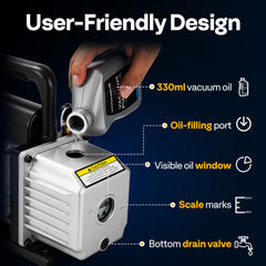VIVOHOME vacuum pump oil bottle included for convenient maintenance.
