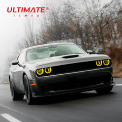 VViViD yellow tint on car lights boosts bold style without reducing visibility.