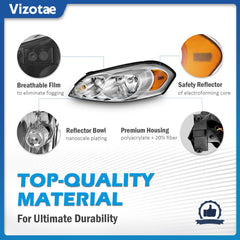 Vizotae headlights right-side assembly with bulbs for improved road illumination.