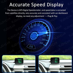 VJOYCAR green LED HUD design offers clear visibility in low light