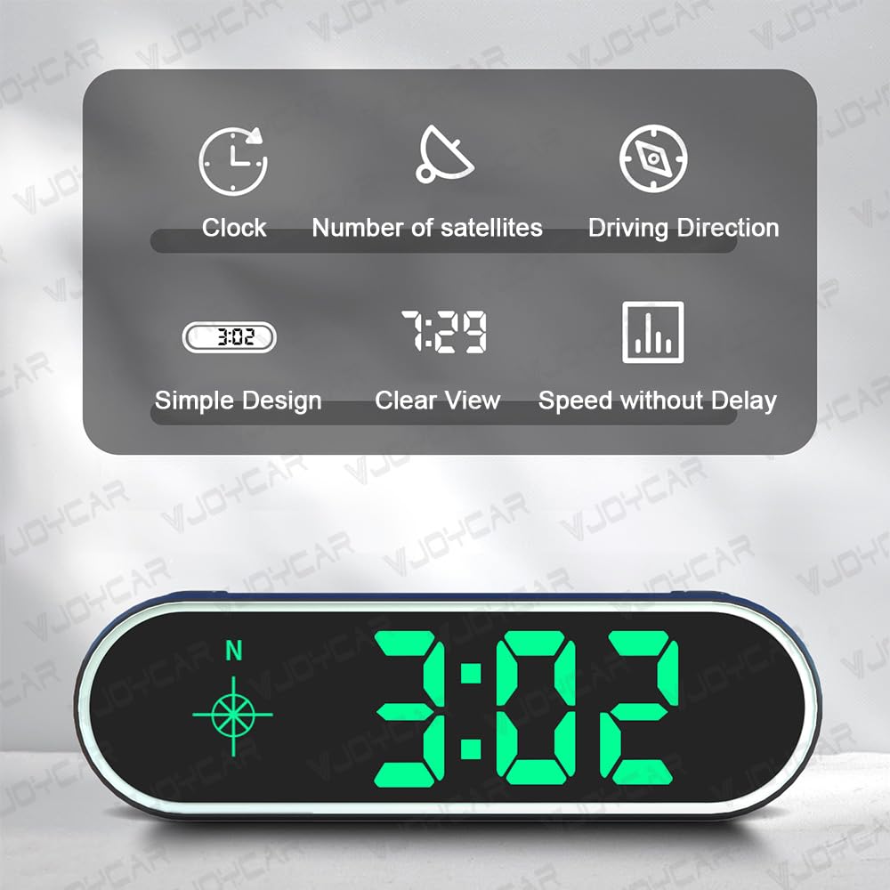 VJOYCAR HUD 7-color display enables quick speed reading in diverse lighting.