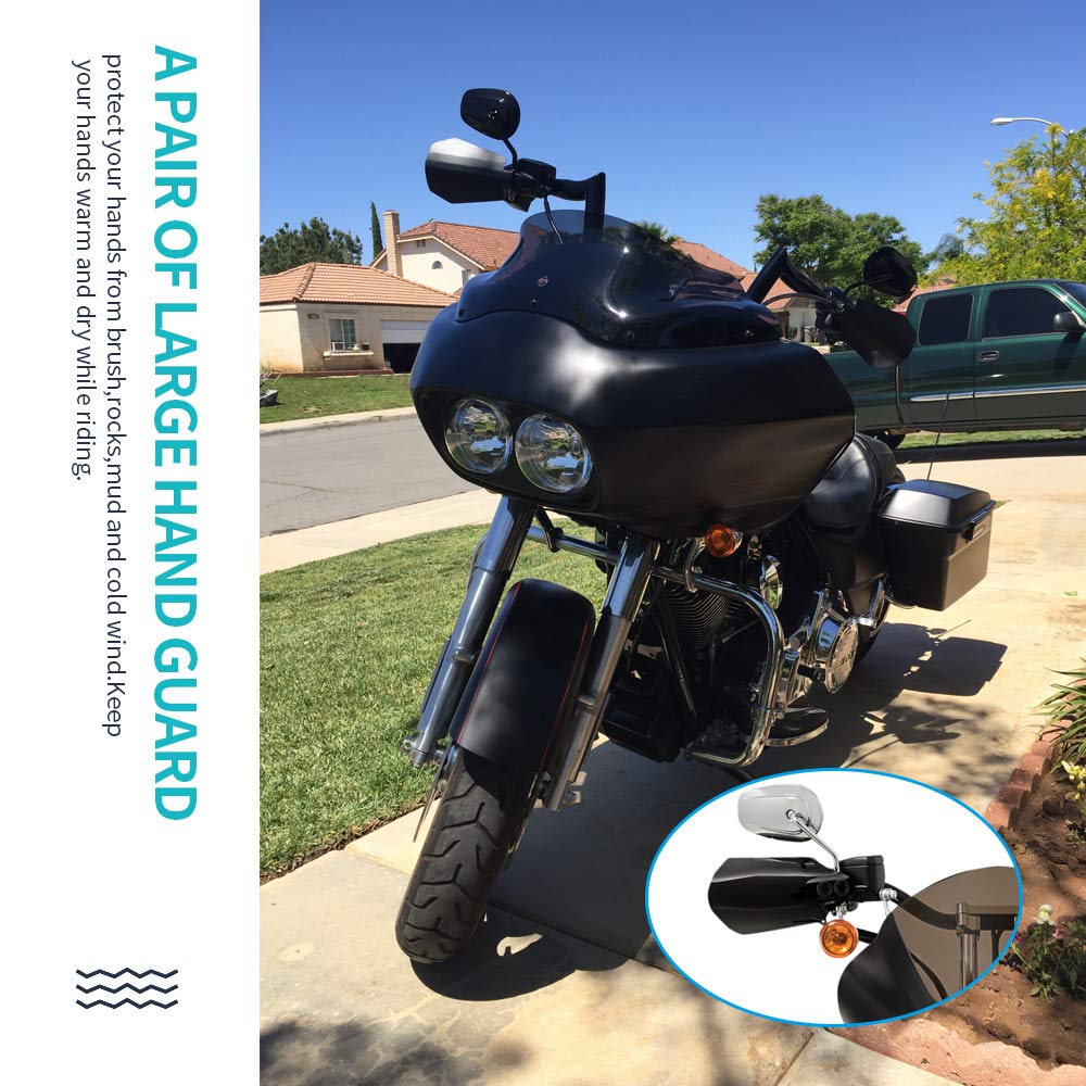 Guard in use reduces wind blast during Harley ride.