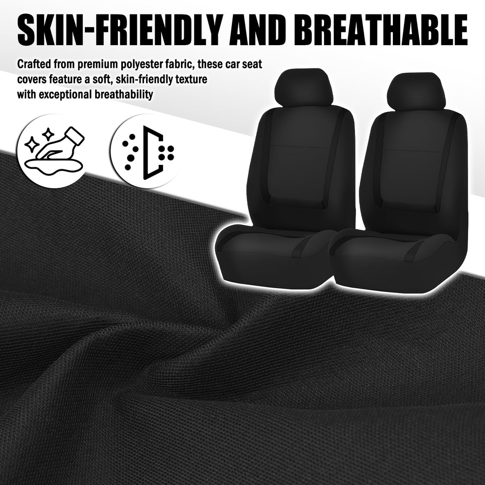 VKQTS installation steps image showing quick, secure fit for front seats