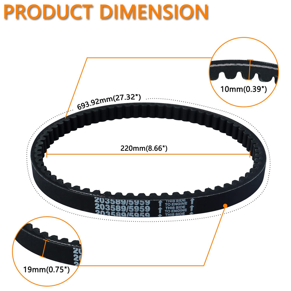 VKVXCLON drive belt material closeup shows heat-resistant construction for tough conditions.