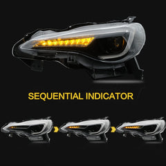 VLAND headlight assembly for Subaru BRZ with sequential turn signals boosts signaling visibility.
