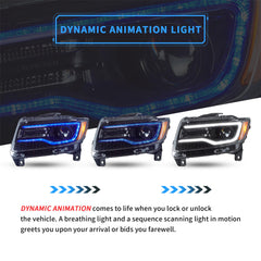 VLAND blue breathing DRL detail for WK2 Grand Cherokee