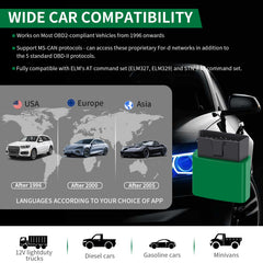 VLinker FD+ broad protocol support across OBD2 networks.