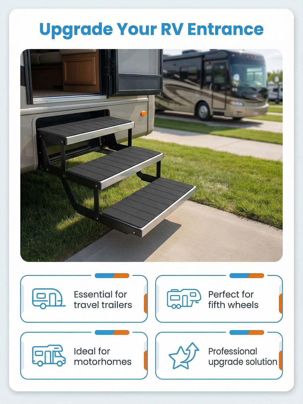 Vnivxte RV Step Covers trap dirt to keep interiors cleaner.