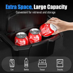 Vnkesno Model Y backseat storage bin keeps cans and snacks neatly at hand.