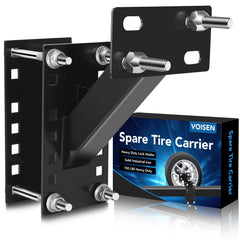 VOISEN spare tire carrier mounted on trailer for quick, secure transport