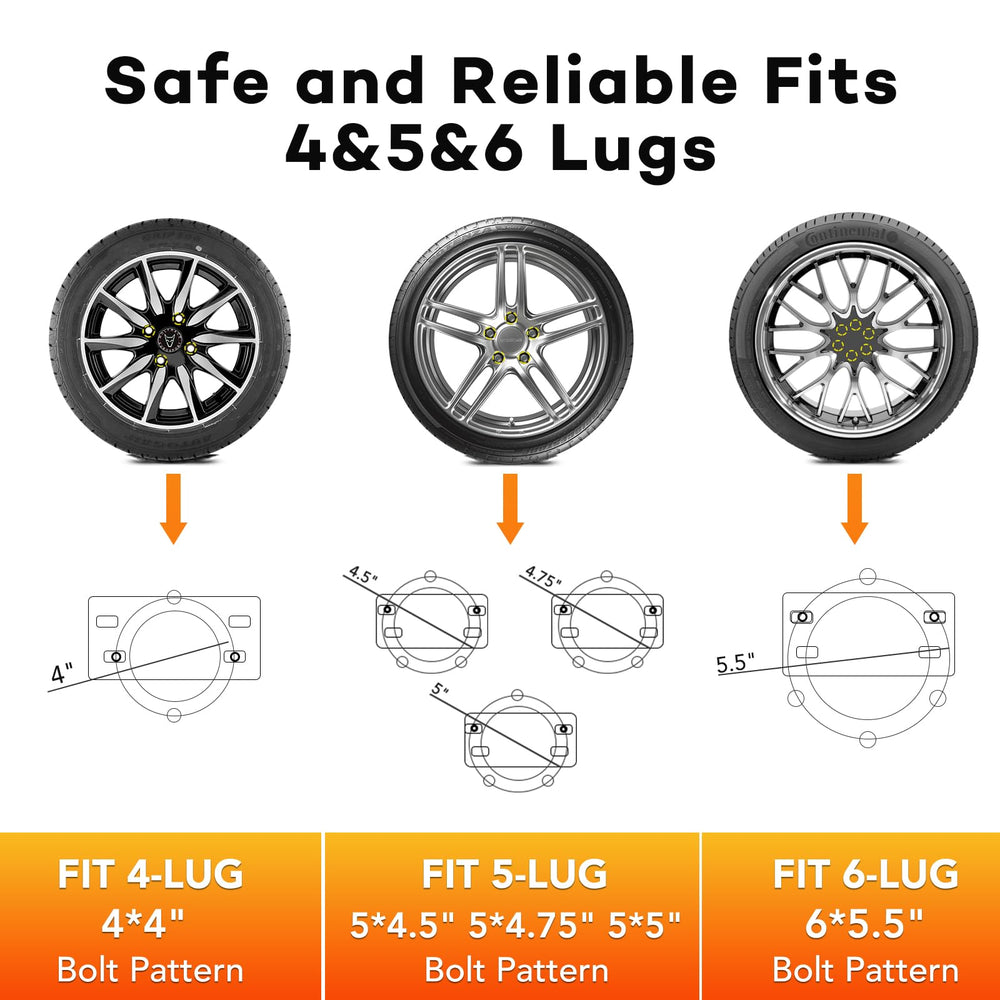 VOISEN universal mount supports 4, 5, and 6 lug patterns across trailers