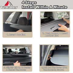 Volcaner cargo cover helps organize items during grocery trips.