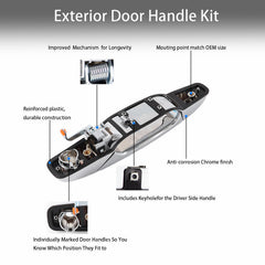 Volinsya exterior chrome door handle driver side, OE-style replacement.