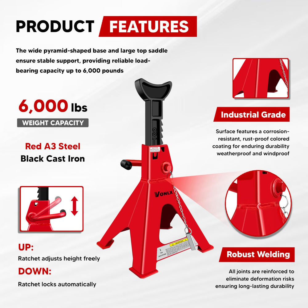 VONLX dual-lock safety system prevents sudden collapse during maintenance.