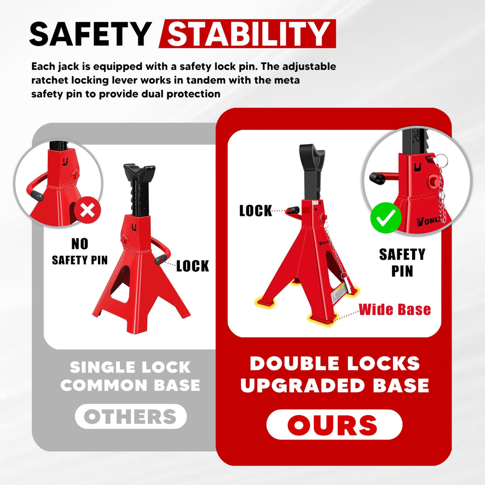 VONLX large top saddle supports the vehicle securely during lifting.