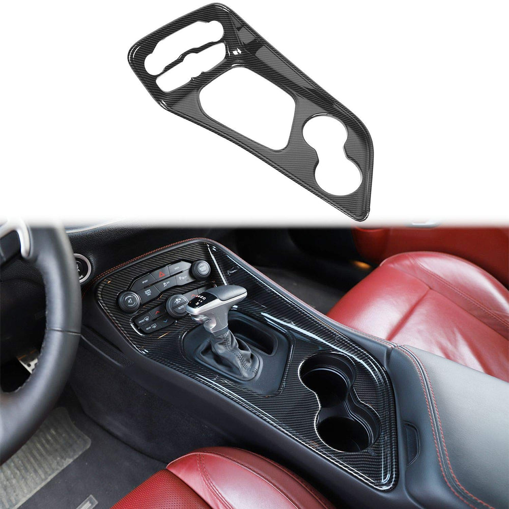 Voodonala Challenger shifter panel carbon fiber enhances interior aesthetics and scratch protection.
