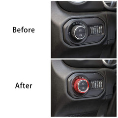 Voodonala Jeep interior accessory shows durable red aluminum control covers in action