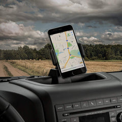 Voodonala Jeep JK phone holder mount on the dash for secure hands-free use.