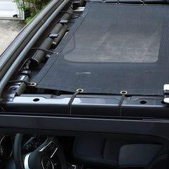Voodonala Jeep JL sunshade installs quickly with Velcro buckles, no tools needed.