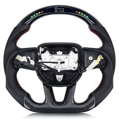 VOONKE carbon fiber steering wheel with red stitching for Dodge Charger enhances grip and style