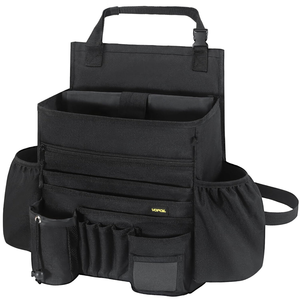 VOPQL car seat organizer front view with multiple pockets for quick access