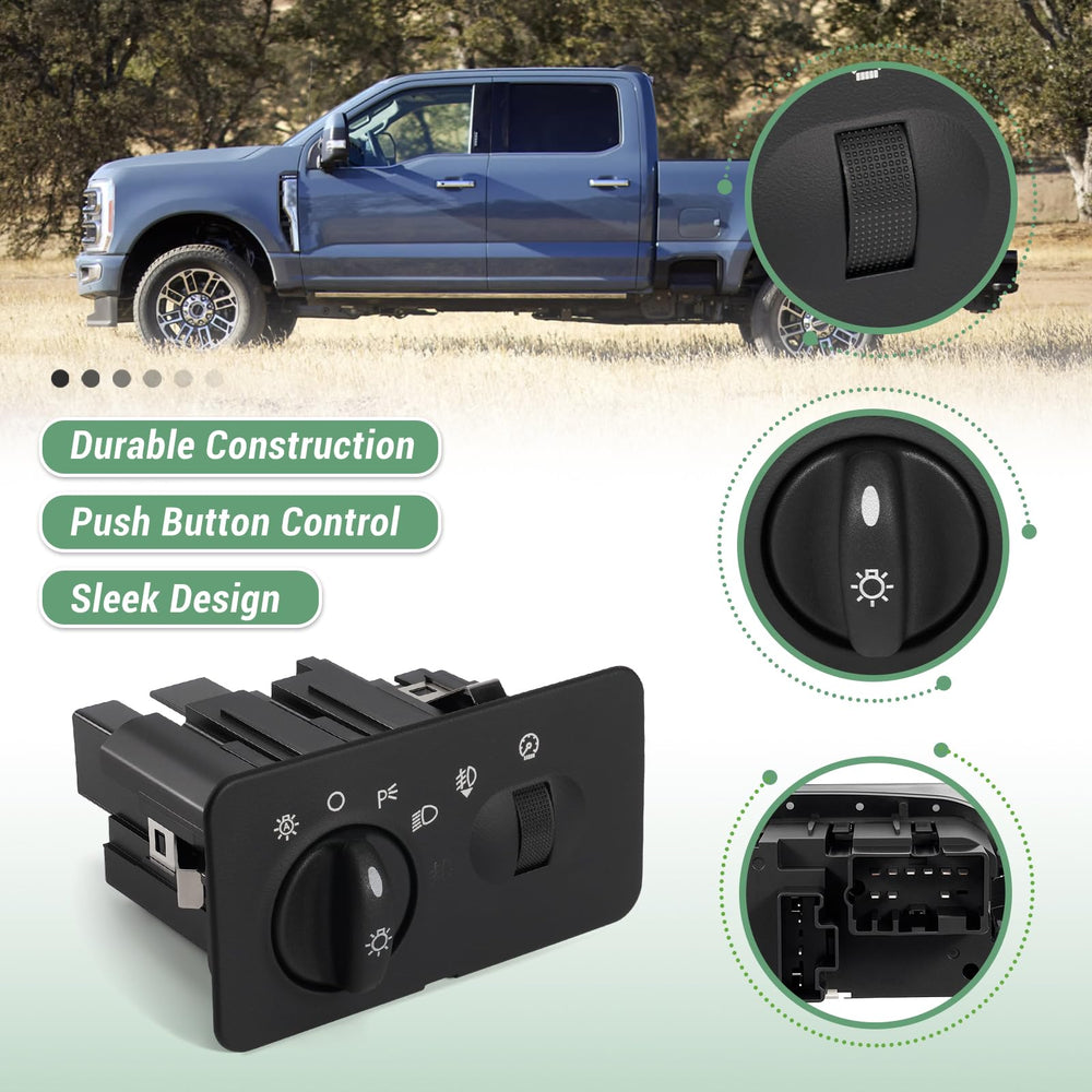 VORGENS headlight switch matte black housing, factory-like appearance.