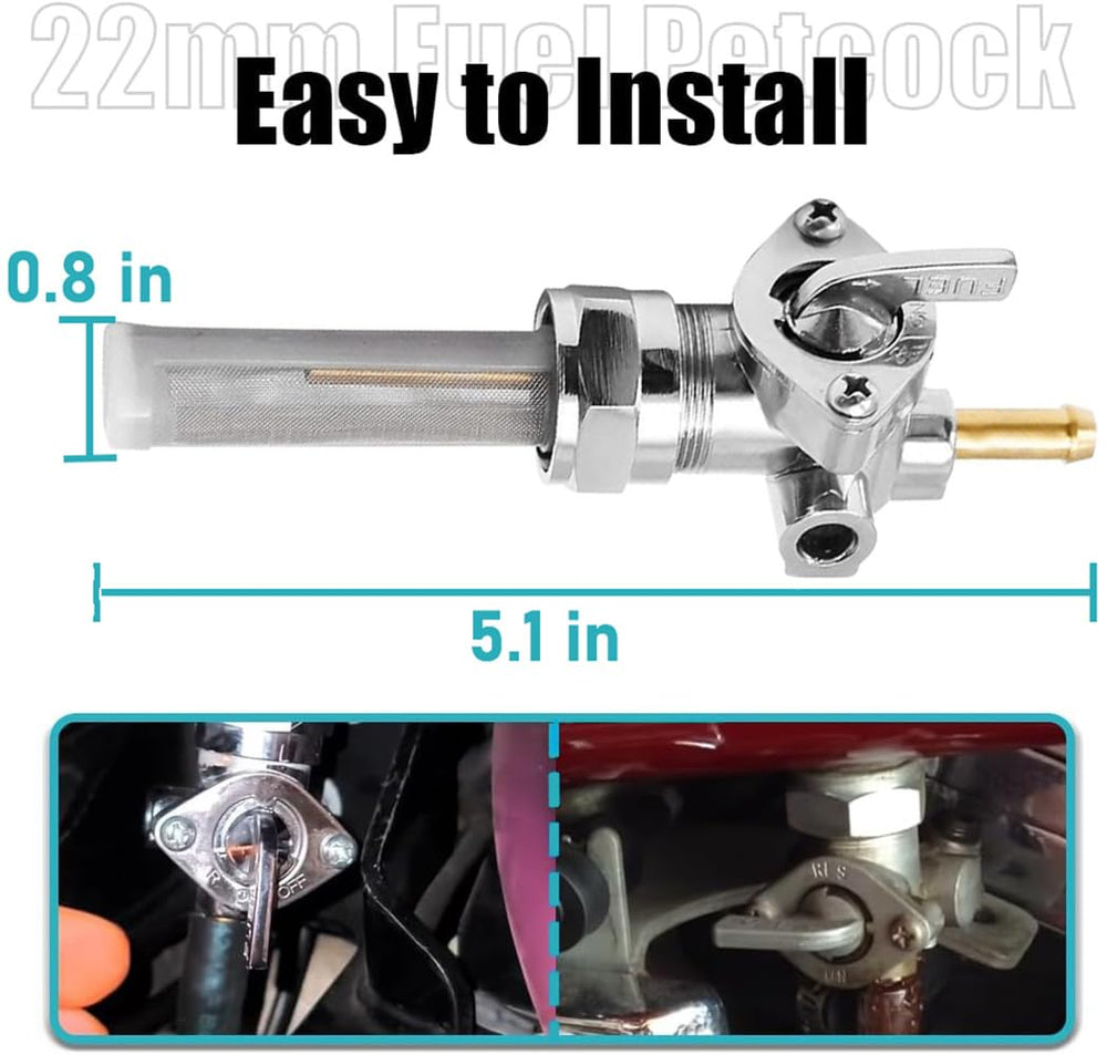VORIPO three-position fuel valve switch in chrome for convenient fuel management
