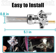 VORIPO three-position fuel valve switch in chrome for convenient fuel management