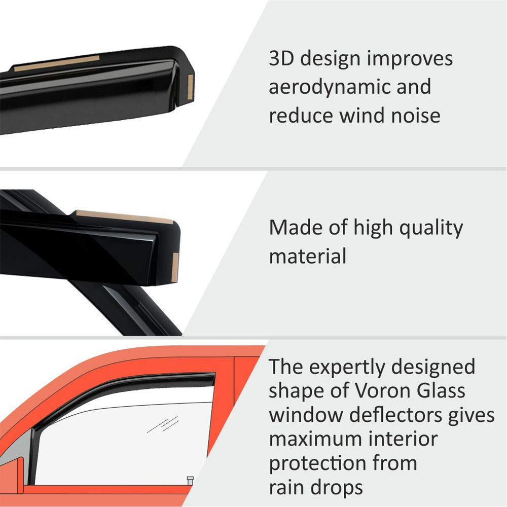 Voron Glass rear-right Explorer rain guard reduces weather exposure for rear passengers.