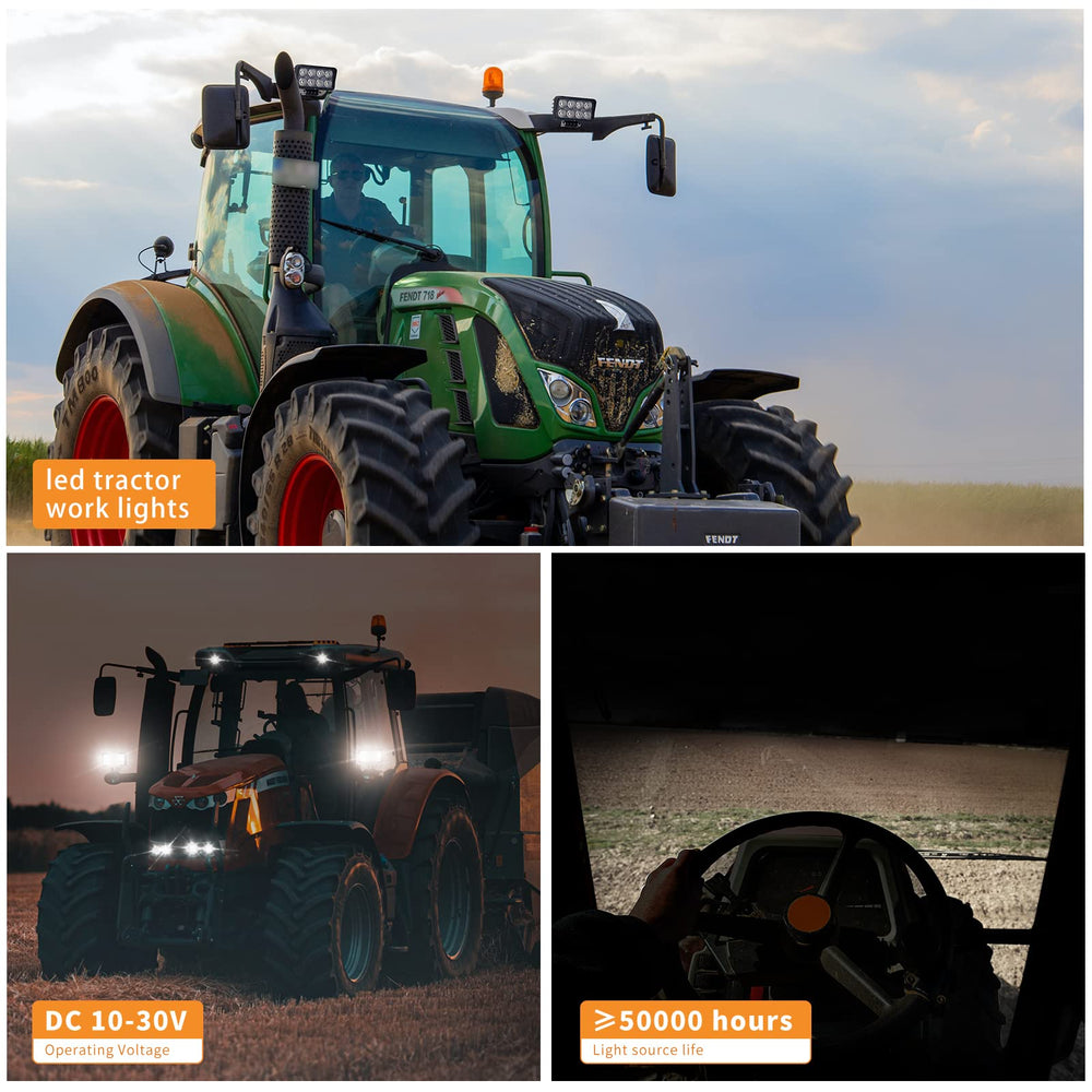 Vosiglia IP67 waterproof tractor light side view for rugged outdoor use.