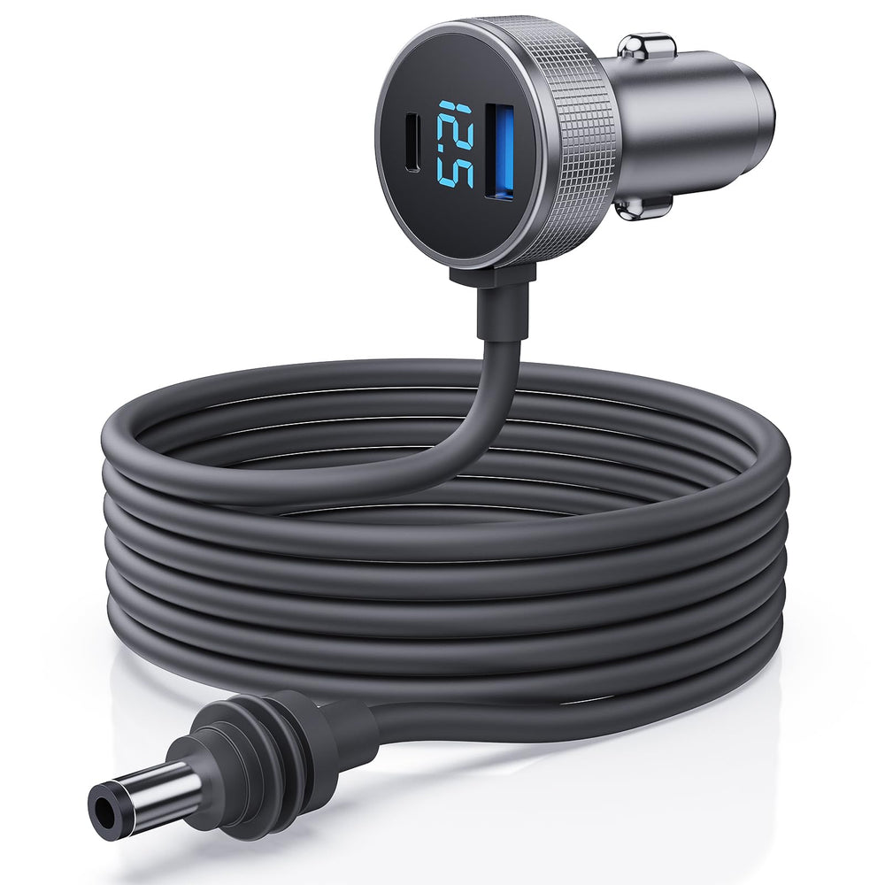 Vostolobo Starlink Mini Cable with digital display for real-time vehicle voltage monitoring.