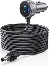 Vostolobo Starlink Mini cable with digital display showing vehicle voltage for safe power.