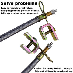 VOTNMIC 135-degree valve extender reaches recessed valve stems.