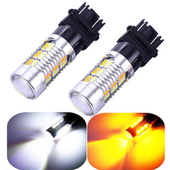 Vouke 3157 switchback LED bulbs with amber and white dual-color for front signals