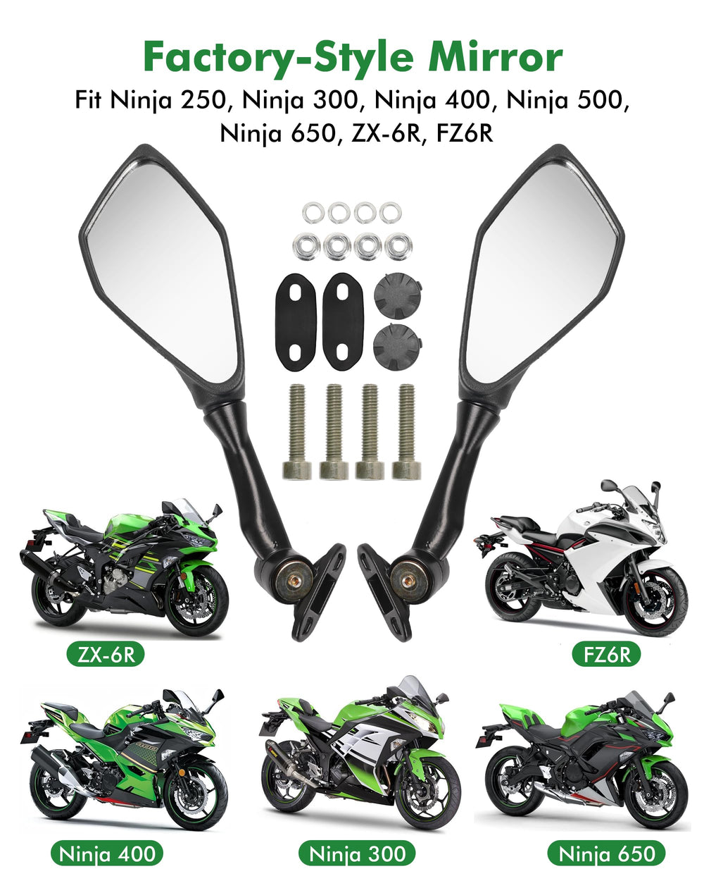 VOUTRAK direct bolt-on ninja mirror fits Ninja models easily