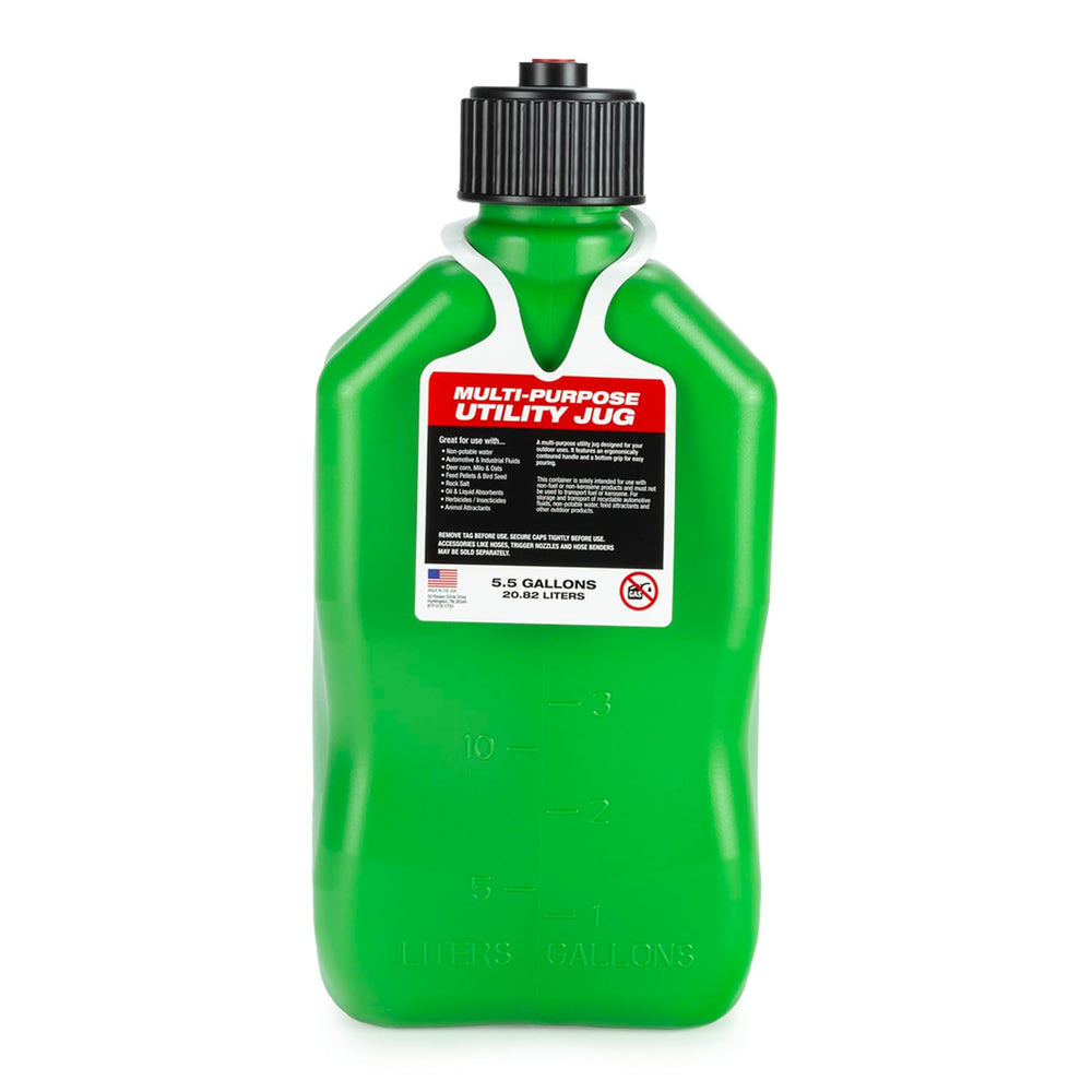 VP Racing 5.5 gal square container side grip, easy one-handed handling.