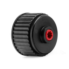 VP Racing black hose cap close-up showing secure closure for jug integrity.