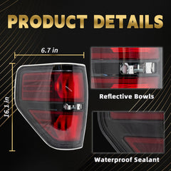 VPIMOZO F-150 tail light closeup of PMMA lens for clarity