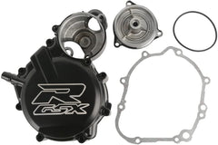 VPZMT aluminum black left stator cover detail improves durability and bike aesthetics.