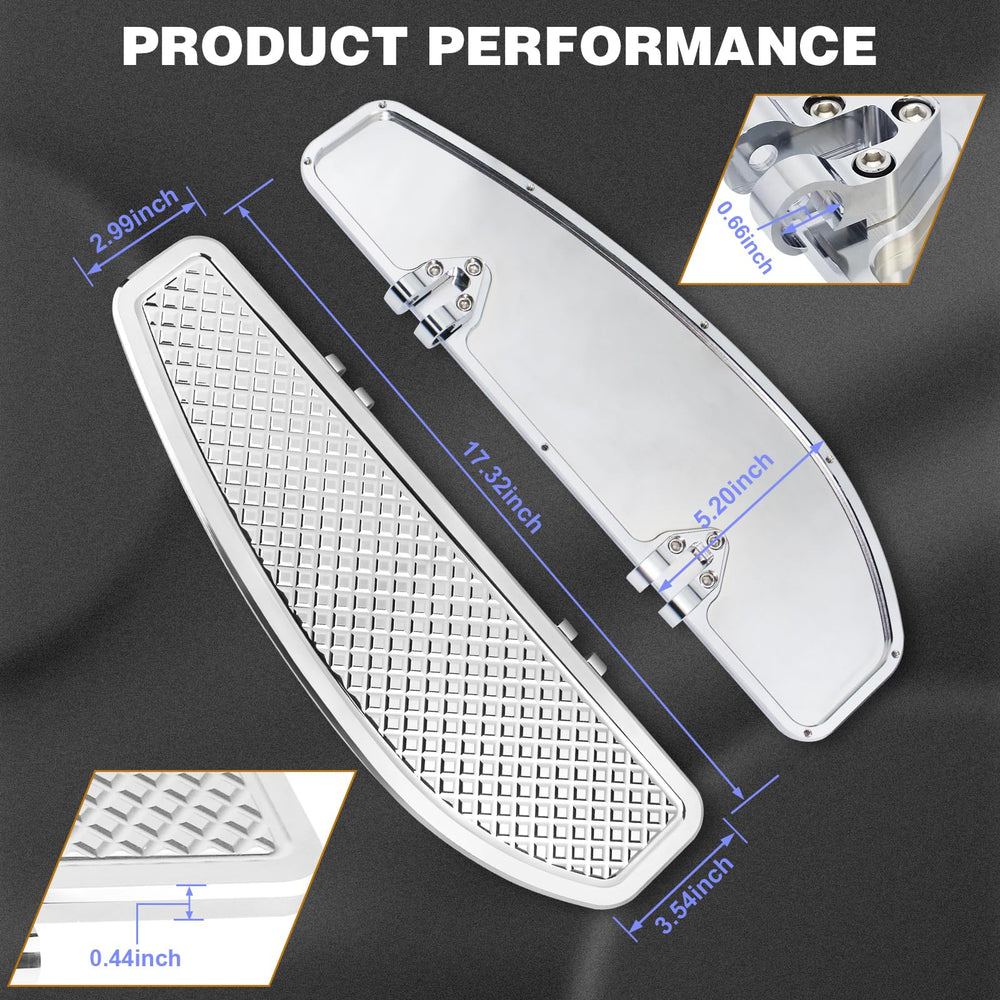 VPZMT floorboard front view closeup highlights durable aluminum with chrome finish.