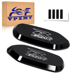 VPZMT black mirror block-off base plates for GSXR 600/750, clean, professional appearance.
