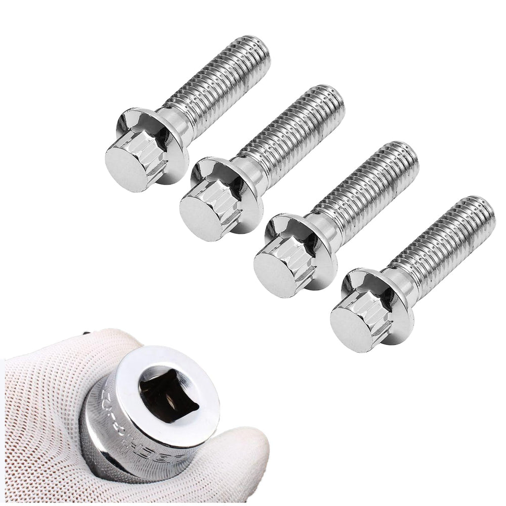 Four-pack VPZMT brake bolts for secure front caliper mounting on Harley